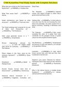 C100 Humanities Final Study Guide with Complete Solutions
