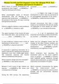 Human Growth and Development Across the Lifespan-WGU Test Questions and Answers Graded A&plus;