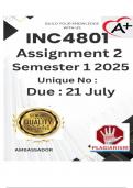 INC4801 Assignment 2 &lpar;COMPLETE ANSWERS&rpar; Semester 1 2025 - DUE 21 July 2025