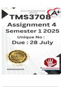TMS3708 Assignment 4 &lpar;COMPLETE ANSWERS&rpar; Semester 1 2025 &ndash; DUE 28 July 2025