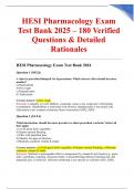 HESI Pharmacology Exam Test Bank 2025 &ndash; 180 Verified Questions & Detailed Rationales