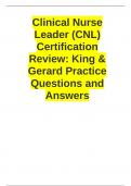 Clinical Nurse Leader &lpar;CNL&rpar; Certification Review&colon; King & Gerard Practice Questions and Answers &vert; 100&percnt; VERIFIED ANSWERS &vert; A&plus; GRADE
