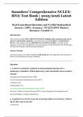 Saunders&rsquo; Comprehensive NCLEX-RN&reg; Test Bank &vert; 2025&sol;2026 Latest Edition &vert; Real Exam-Based Questions and Verified Rationalized Answers &vert; 100&percnt; Accuracy &vert; NCLEX-RN&reg; Mastery Resource &vert; Graded A&plus;