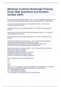 Bahamas Customs Brokerage Training Exam 2024 Questions and Answers Verified 100