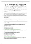 VITA Volunteer Tax Certification Exam &vert; 2025&sol;2026 Latest Edition &vert; Real Training-Based Questions and Verified Answers &vert; 100&percnt; Accuracy &vert; IRS Volunteer Income Tax Assistance &lpar;VITA&rpar; Program &vert; Graded A&plus;