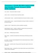 Chemistry-1 EXAM REVIEW QUESTIONS And Already Passed Answers &lpar;2025-2026&rpar; Updated&period;