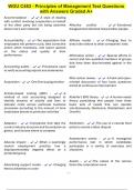 WGU C483 - Principles of Management Test Questions with Answers Graded A&plus;