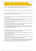 AQA A Level Psychology Research Methods with correct answers graded A