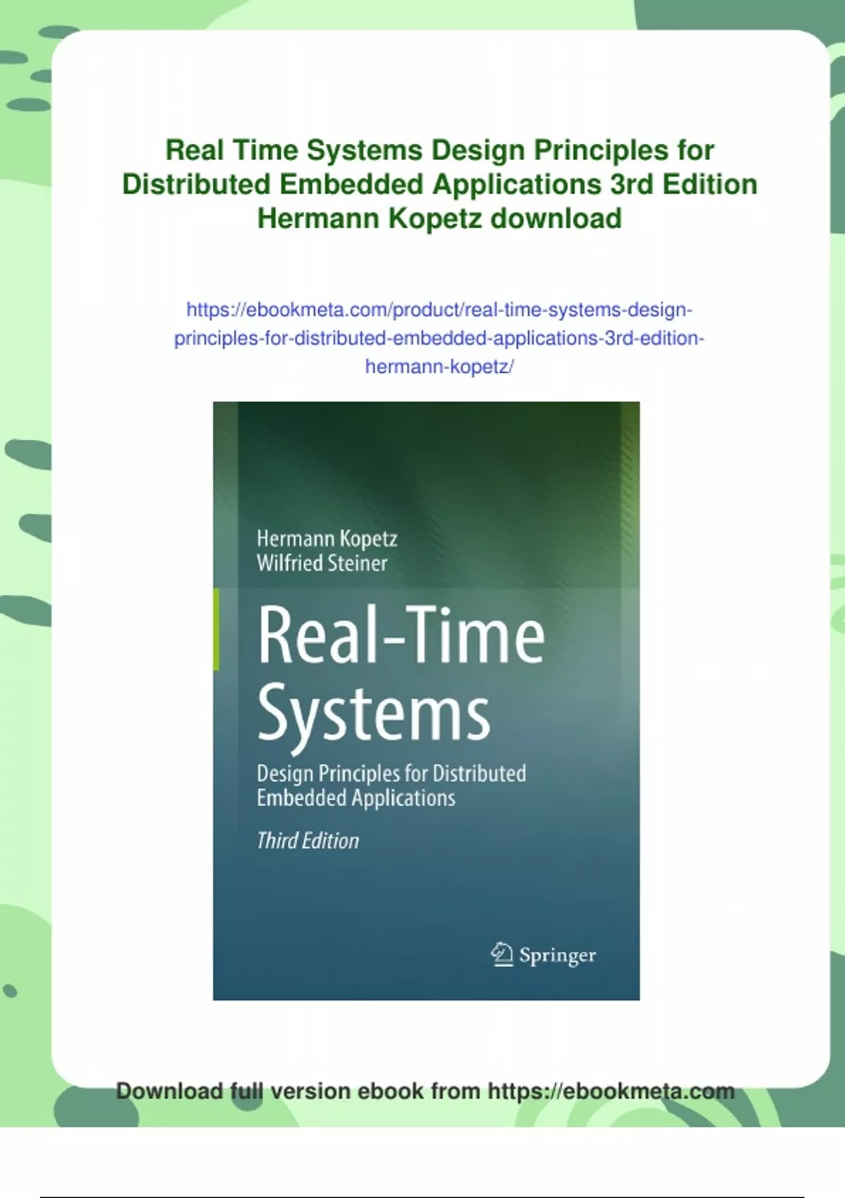 Summary Real Time Systems Design Principles for Distributed Embedded ...
