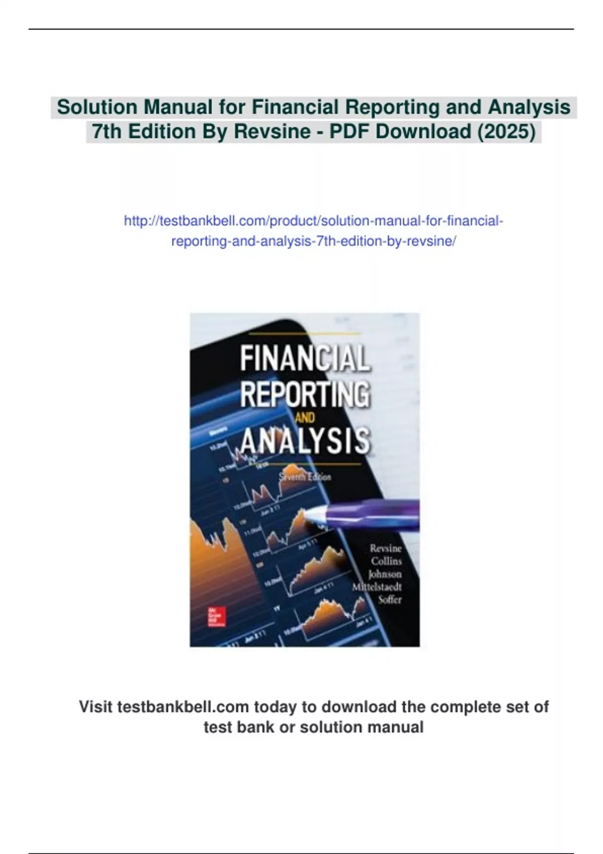 Summary Solution Manual for Financial Reporting and Analysis 7th ...