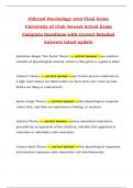 Oldroyd Psychology 1010 Final Exam University of Utah Newest Actual Exam Complete Questions with Correct Detailed Answers latest update