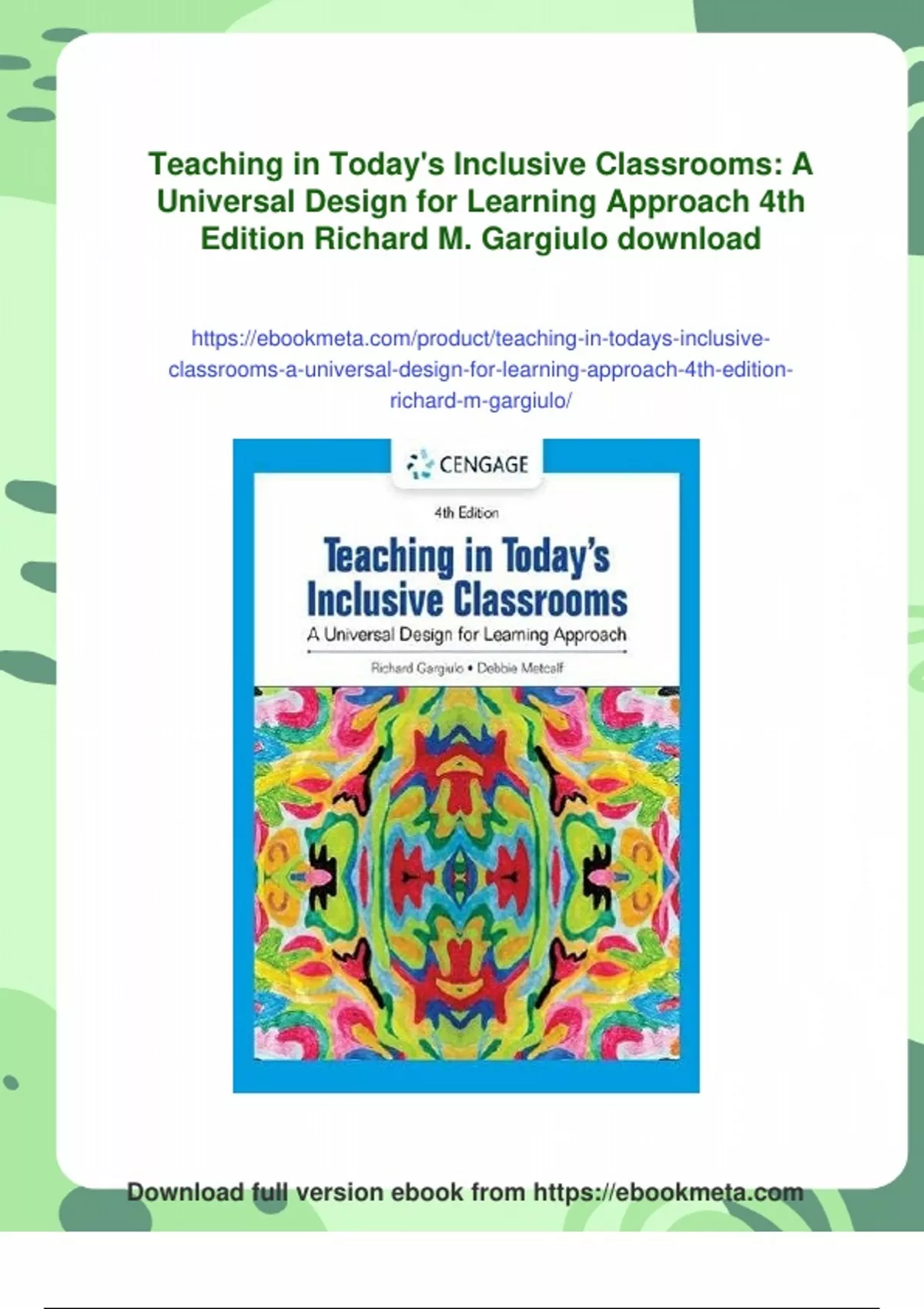 Summary Teaching in Today's Inclusive Classrooms: A Universal Design ...