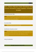 N&period;C&period; Claims Adjuster Exam Questions and  Correct Answers&sol; Latest Update &sol; Already  Graded