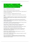AP BIOLOGY - ENERGY AND ENZYMES TEST REVIEW GUIDE QUESTIONS AND ANSWERS