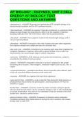 AP BIOLOGY - ENZYMES&comma; UNIT 2 CELL ENERGY AP BIOLOGY TEST QUESTIONS AND ANSWERS