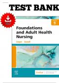 Test Bank For Foundations of Nursing 9th Edition by Kim Cooper and Kelly Gosnell isbn-9780323812030 All Chapters 1-41 100% verified Grade A+ Complete updated Guide