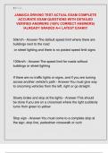 JAMAICA DRIVING TEST ACTUAL EXAM COMPLETE  ACCURATE EXAM QUESTIONS WITH DETAILED  VERIFIED ANSWERS &lpar;100&percnt; CORRECT ANSWERS&rpar;  &sol;ALREADY GRADED A&plus;&sol; LATEST EXAM&excl;&excl;&excl;