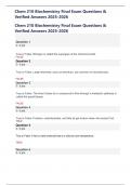 Chem 210 Biochemistry Final Exam Questions & Verified Answers 2025-2026 