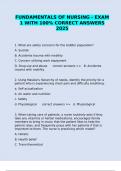 FUNDAMENTALS OF NURSING - EXAM 1 WITH 100&percnt; CORRECT ANSWERS 2025