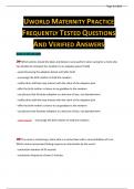 UWORLD MATERNITY PRACTICE FREQUENTLY TESTED QUESTIONS AND VERIFIED ANSWERS