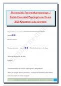 Memorable Psychopharmacology &sol; Stahls Essential Psychopharm Exam 2025 Questions and Answers
