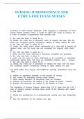 NURSING JURISPRUDENCE AND ETHICS FOR TEXAS NURSE1