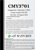 CMY3701 Assignment 1 &lpar;100&percnt; ANSWERS&rpar; Semester 2 2025 - DUE 18 August 2025