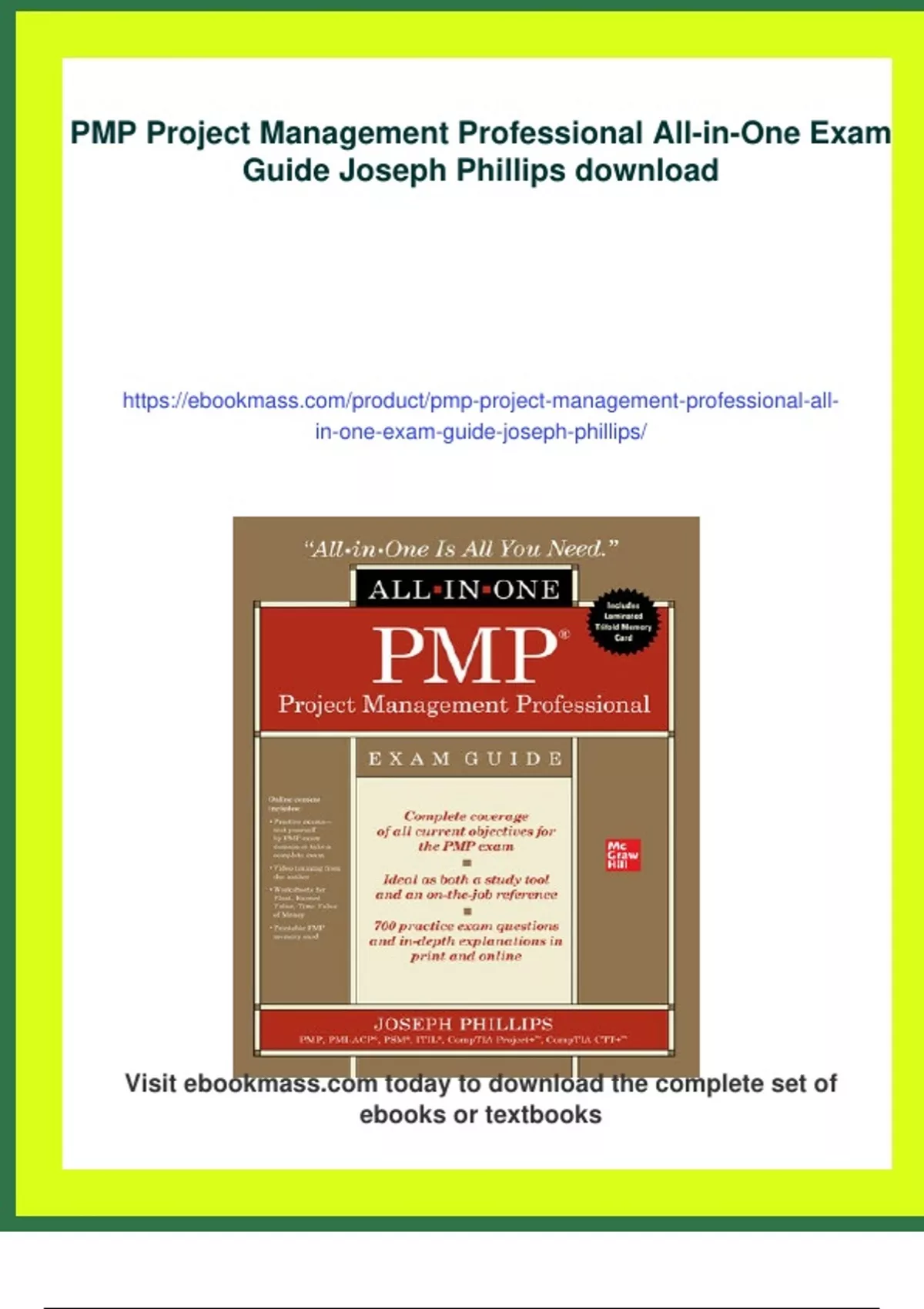 Summary PMP Project Management Professional All-in-One Exam Guide ...