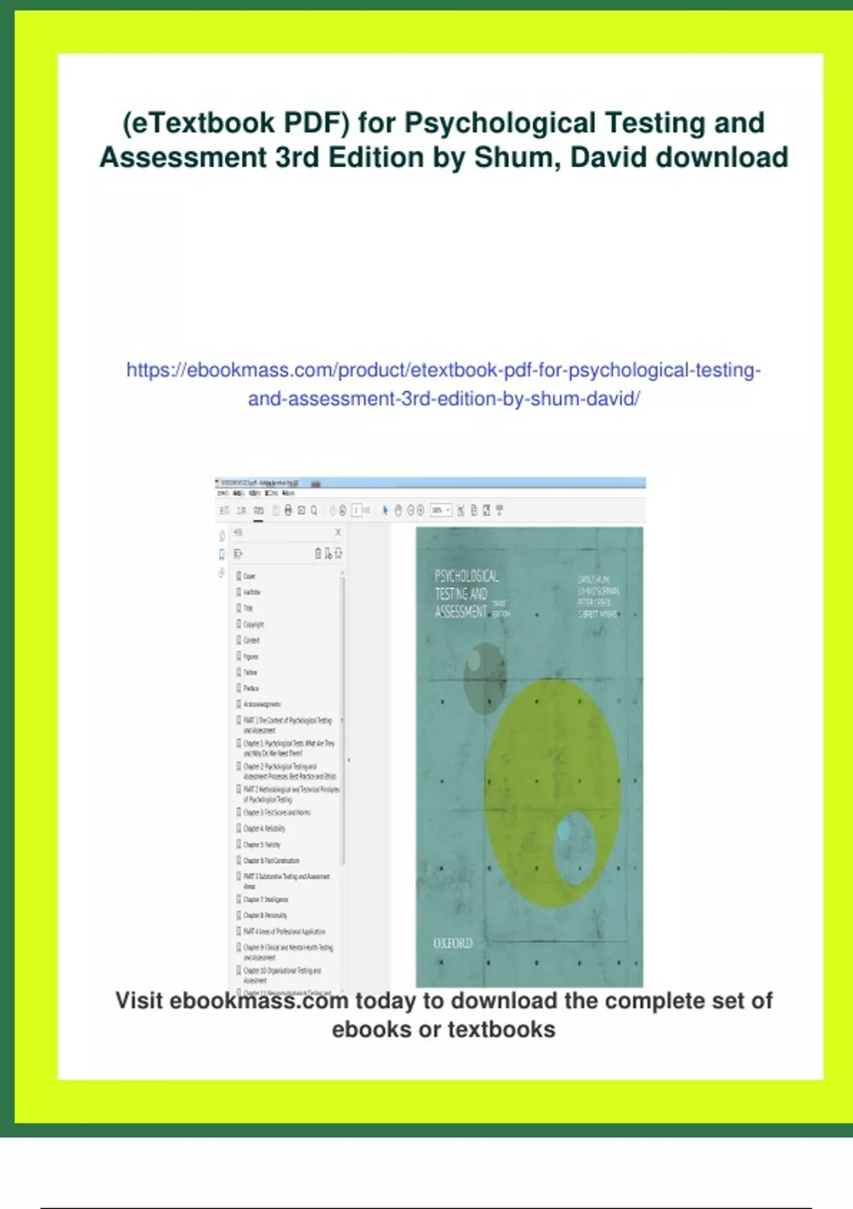 Summary (eTextbook PDF) for Psychological Testing and Assessment 3rd ...