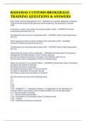 BAHAMAS CUSTOMS BROKERAGE TRAINING QUESTIONS & ANSWERS