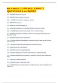 BAHAMAS CUSTOMS CORRECT QUESTIONS & ANSWERS 