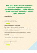 NUR 239 &sol; NUR 239 Exam 5 &lpar;Newest 2025&sol;2026&rpar; Pathophysiology and Pharmacotherapeutics &sol; Expert Verified Actual Questions & Answers - Illinois State University   