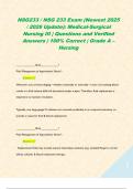 NSG233 &sol; NSG 233 Exam &lpar;Newest 2025 &sol; 2026 Update&rpar;&colon; Medical-Surgical Nursing III &vert; Questions and Verified Answers &vert; 100&percnt; Correct &vert; Grade A &ndash; Herzing   