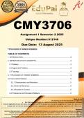 CMY3706 Assignment 1 &lpar;COMPLETE ANSWERS&rpar; Semester 2 2025 &lpar;612140&rpar;- DUE 13 August 2025