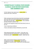 COSMETOLOGY FLORIDA STATE BOARD  CLINICAL EXAM REVIEW QUESTIONS  AND ANSWERS 2025