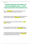 DEFENSIVEDRIVING&period;COM WHEELS IN  MOTION ANSWERS &lpar;QUIZ 1 - 6 AND  EXAM&rpar; QUESTIONS AND ANSWERS 2025 