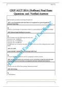 CSUF ACCT 201A &lpar;Hoffman&rpar; Final Exam  Questions  and  Verified Answers 