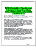 GRE Cognitive Psychology A Graded &plus; Exam Questions With 100&percnt;Correct And Verified Answers 2025