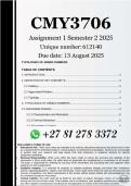CMY3706 Assignment 1 &lpar;100&percnt; ANSWERS&rpar; Semester 2 2025 - DUE 13 August 2025