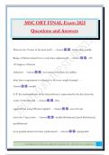 MSC ORT FINAL Exam 2025 Questions and Answers