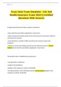 Texas State Exam Simulator - Life And Health Insurance Exam 2025 &vert; Certified Questions With Answers