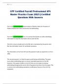 CPP Certified Payroll Professional APA Master Practice Exam 2025 &vert; Certified Questions With Answers