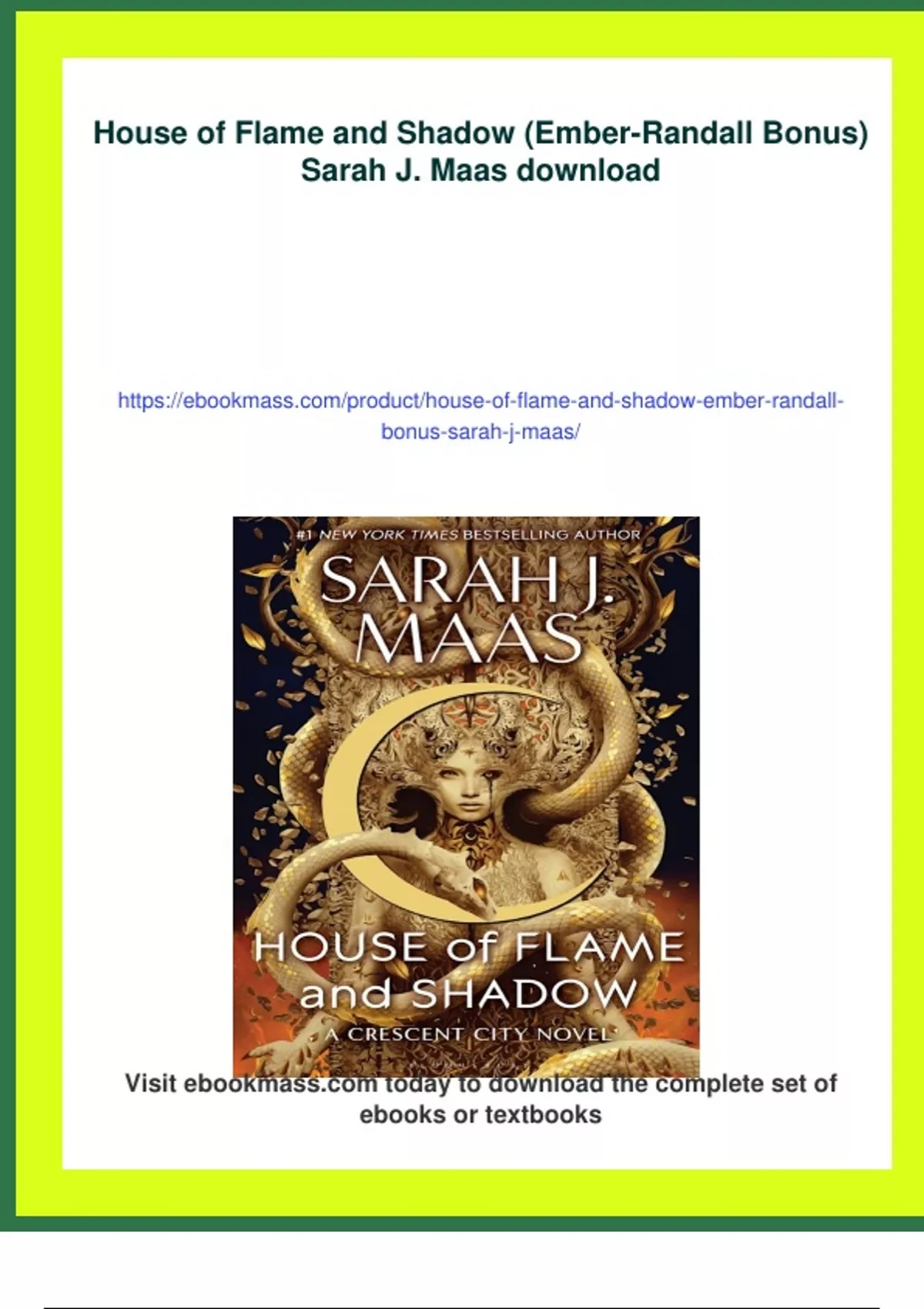Summary House of Flame and Shadow (Ember-Randall Bonus) Sarah J. Maas ...