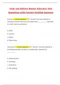 Utah 3rd Edition Master Educator Test Questions with Correct Verified Answers