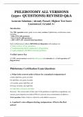 Phlebotomy All Versions &lpar;250&plus; Questions&rpar; &vert; Revised Q&A &vert; 2025&sol;2026 Latest Edition &vert; Accurate Solutions &vert; Already Passed &vert; Highest Test Score Guaranteed &vert; Graded A&plus;
