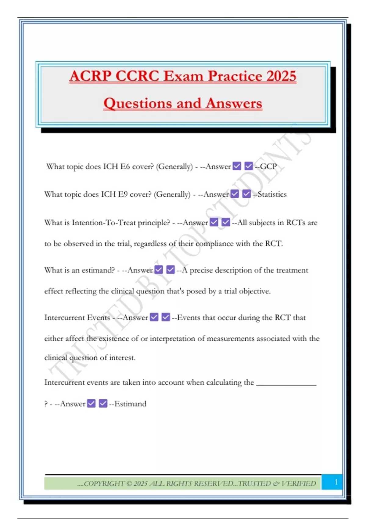 ACRP CCRC Exam Practice 2025 Questions and Answers - ACRP CCRA - Stuvia US