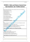 NURS311- Safety and Patient-Centered Care  Quiz Questions  and  Verified Answers 
