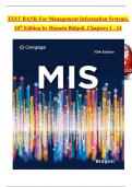 TEST BANK For Management Information Systems&comma; 10th Edition by Hossein Bidgoli&comma; Verified Chapters 1 - 14&comma; Complete Newest Version