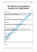 PSYC 388 Intro to Counselling Final  Questions  and  Verified Answers