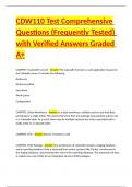 CDW110 Test Comprehensive Questions &lpar;Frequently Tested&rpar; with Verified Answers Graded A&plus;